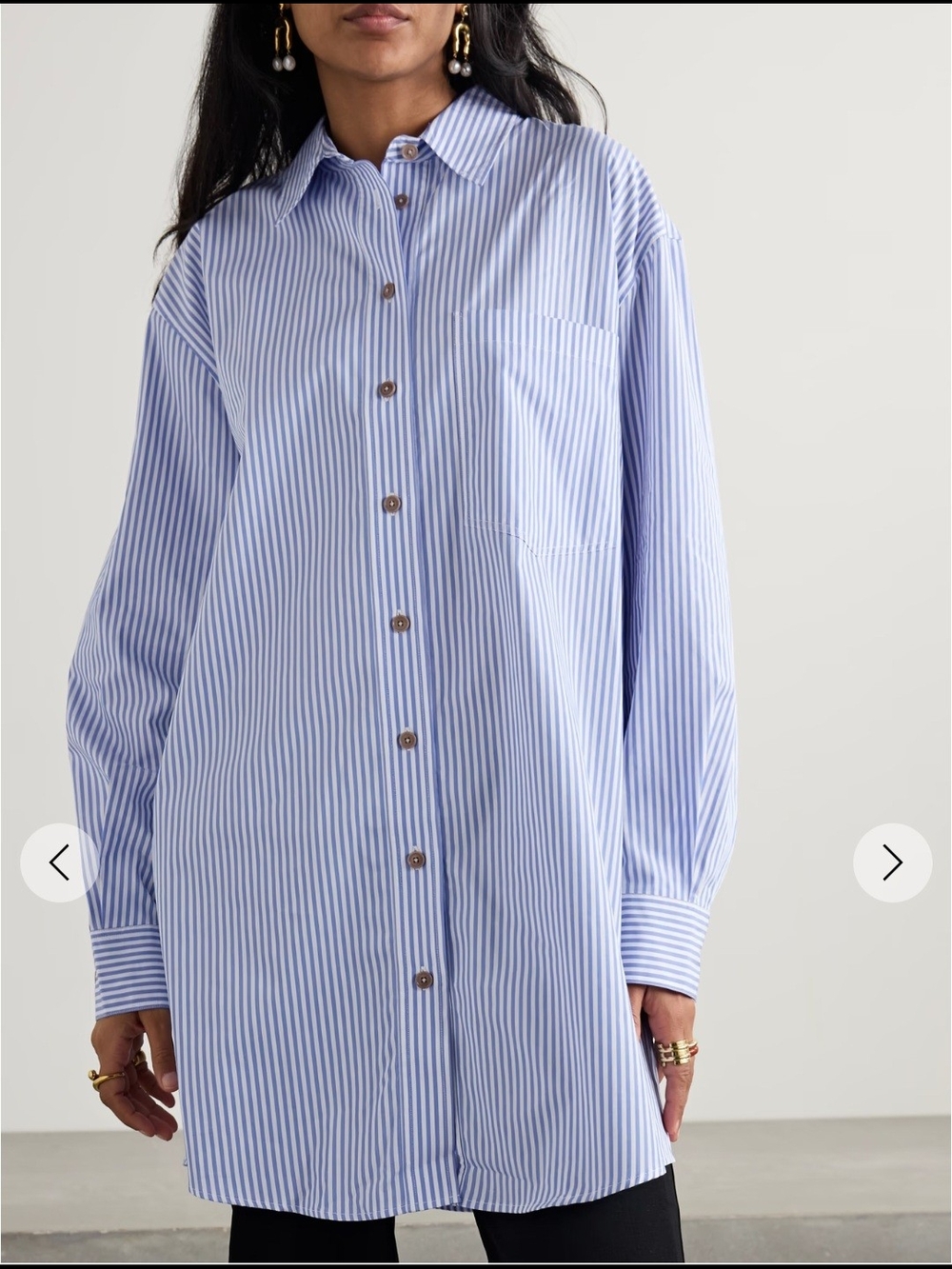 Mara Hoffman Blue and White Vertical Stripe Shirtdress